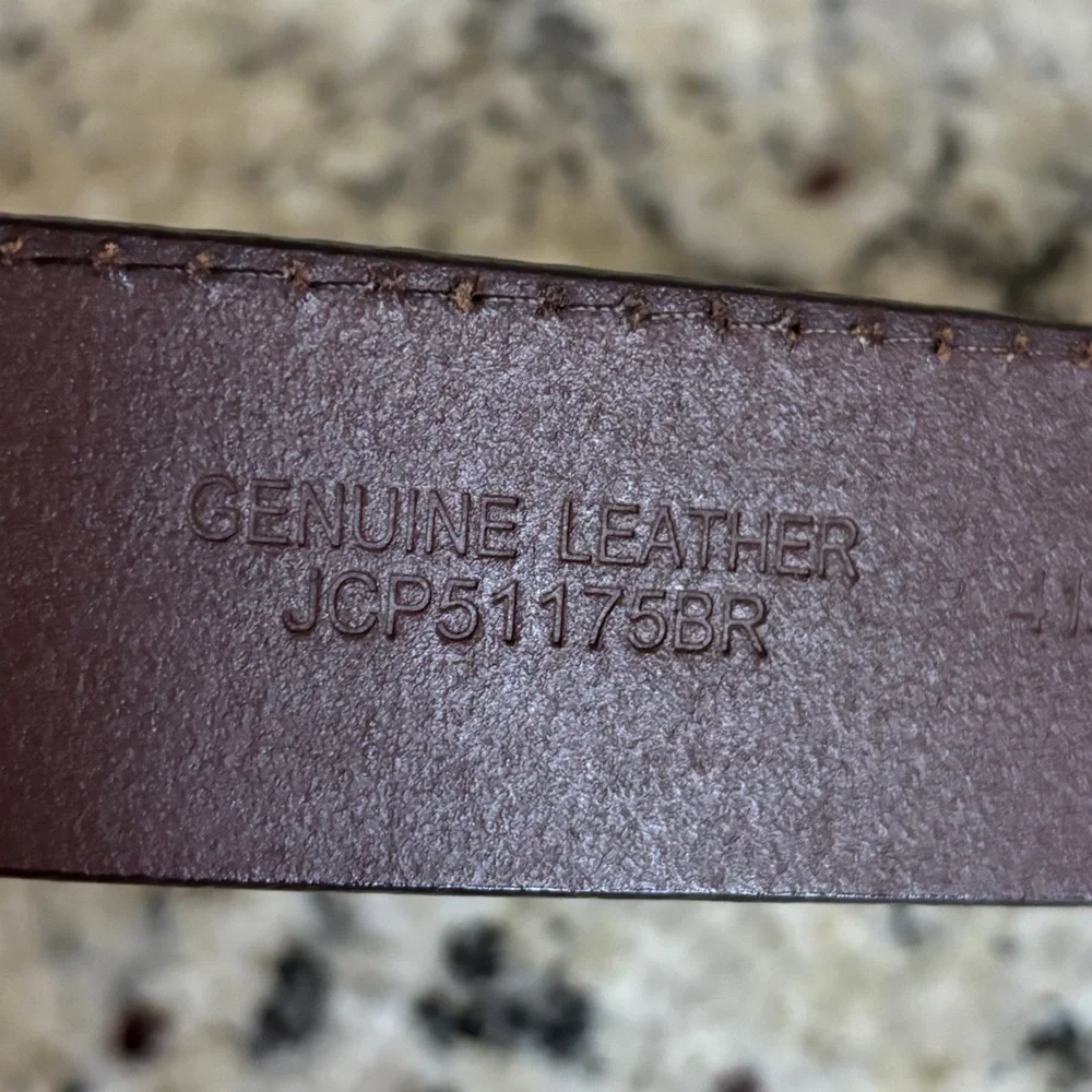 Belt Large Buckle Brown Leather Size 38